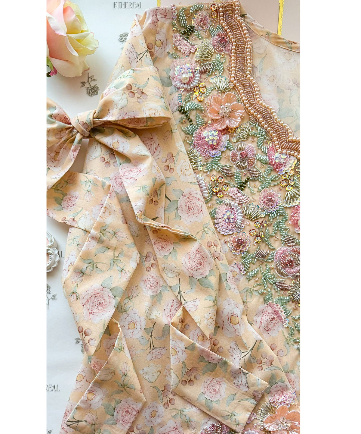 The Blooms at Sunset  - Hand Embroidered