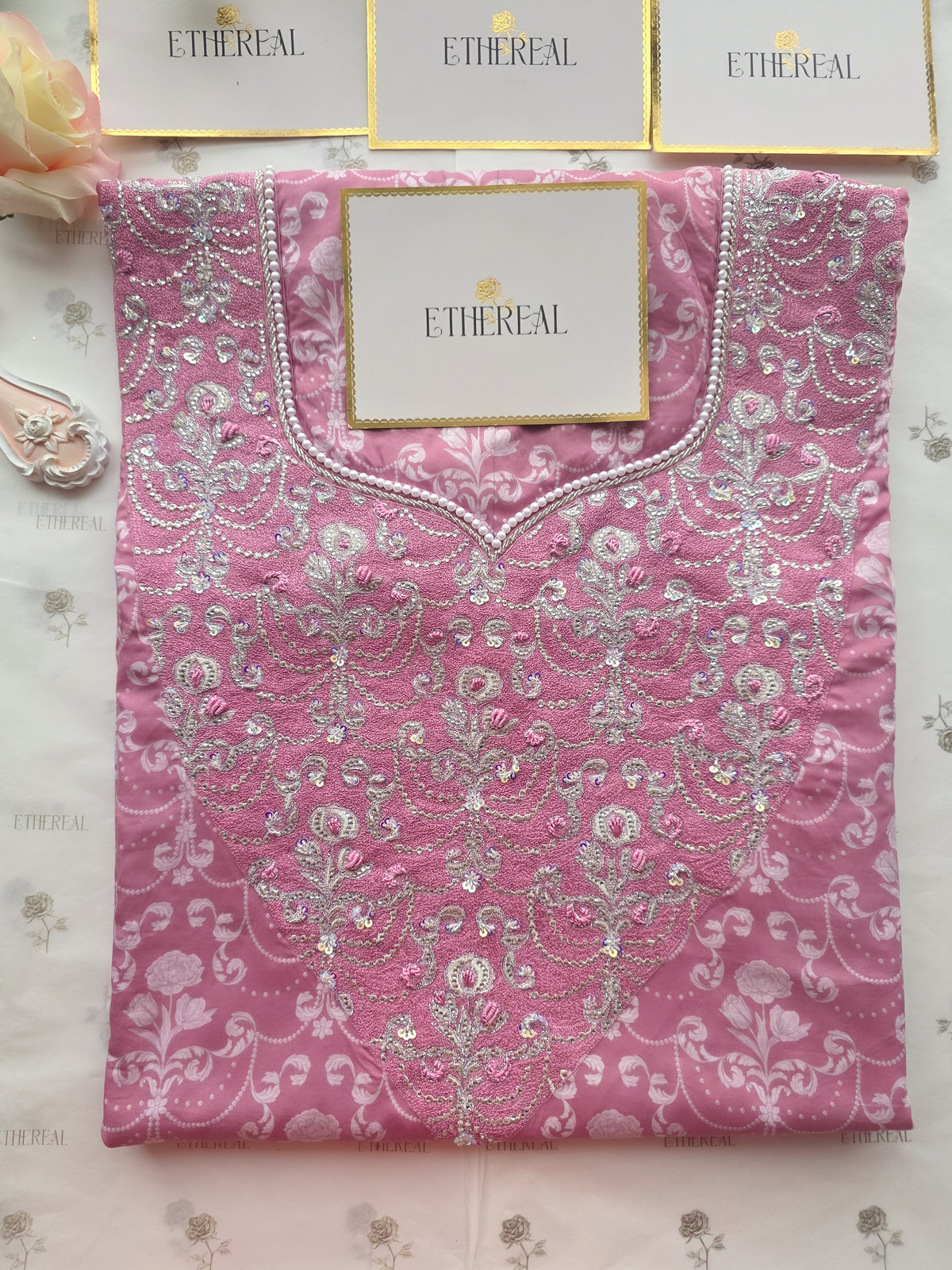 Liberty London Pink- Hand Embroidered