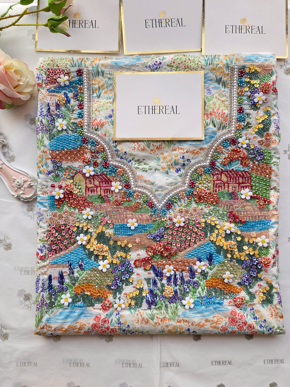 Beyond the Garden's Gate - Hand Embroidered