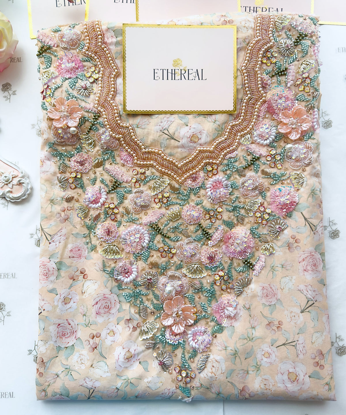 The Blooms at Sunset  - Hand Embroidered