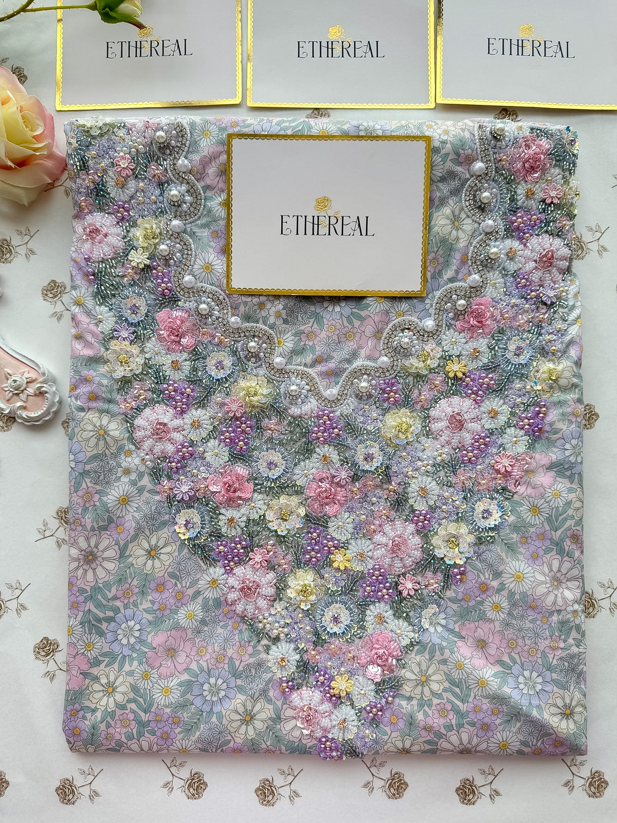 Fiora (Blush) - Hand Embroidered