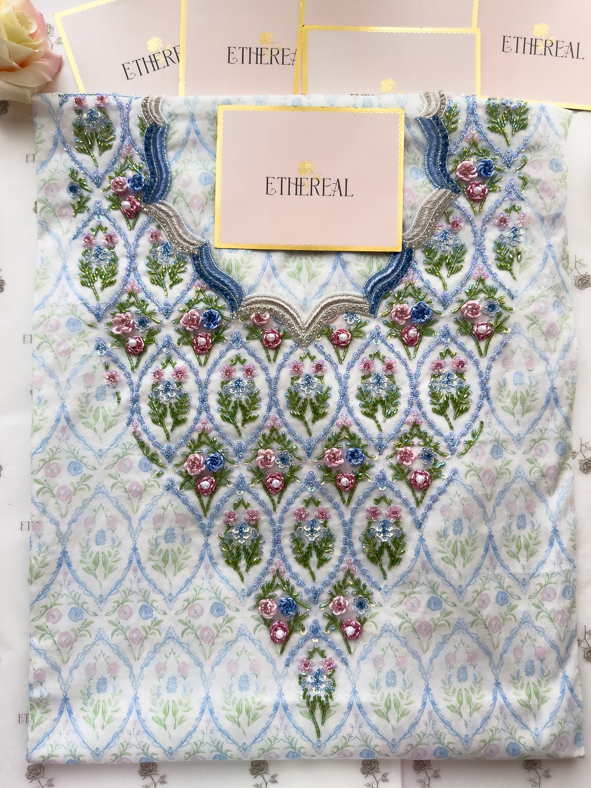 Laced with Flowers - Hand Embroidered