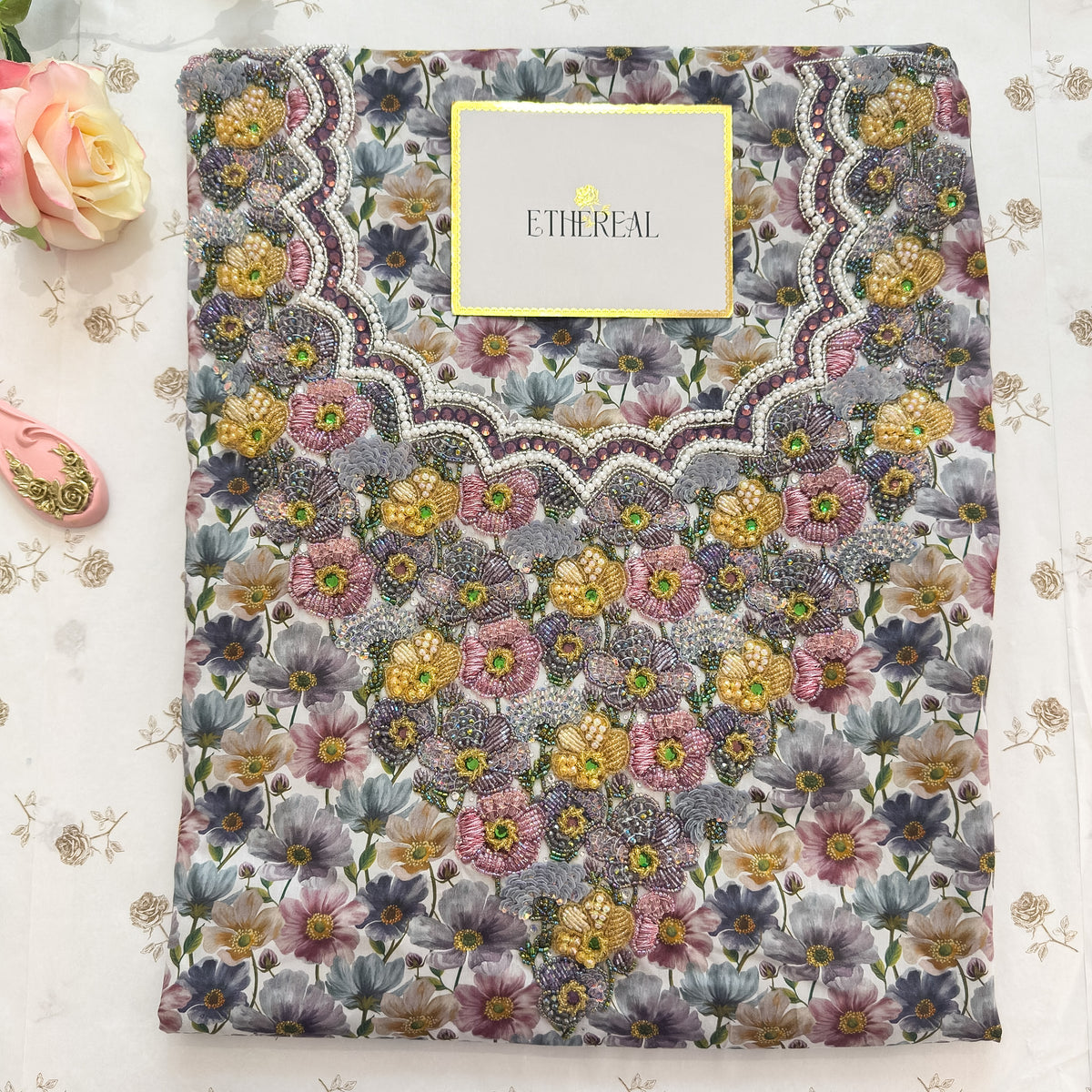 Liberty London Briony (Pastel) - Hand Embroidered
