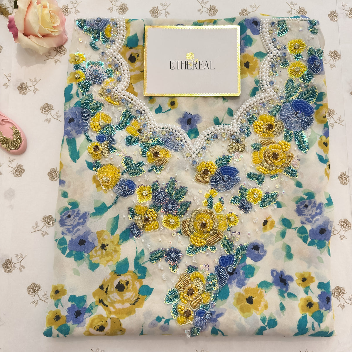 Sunlit Blooms - Hand Embroidered