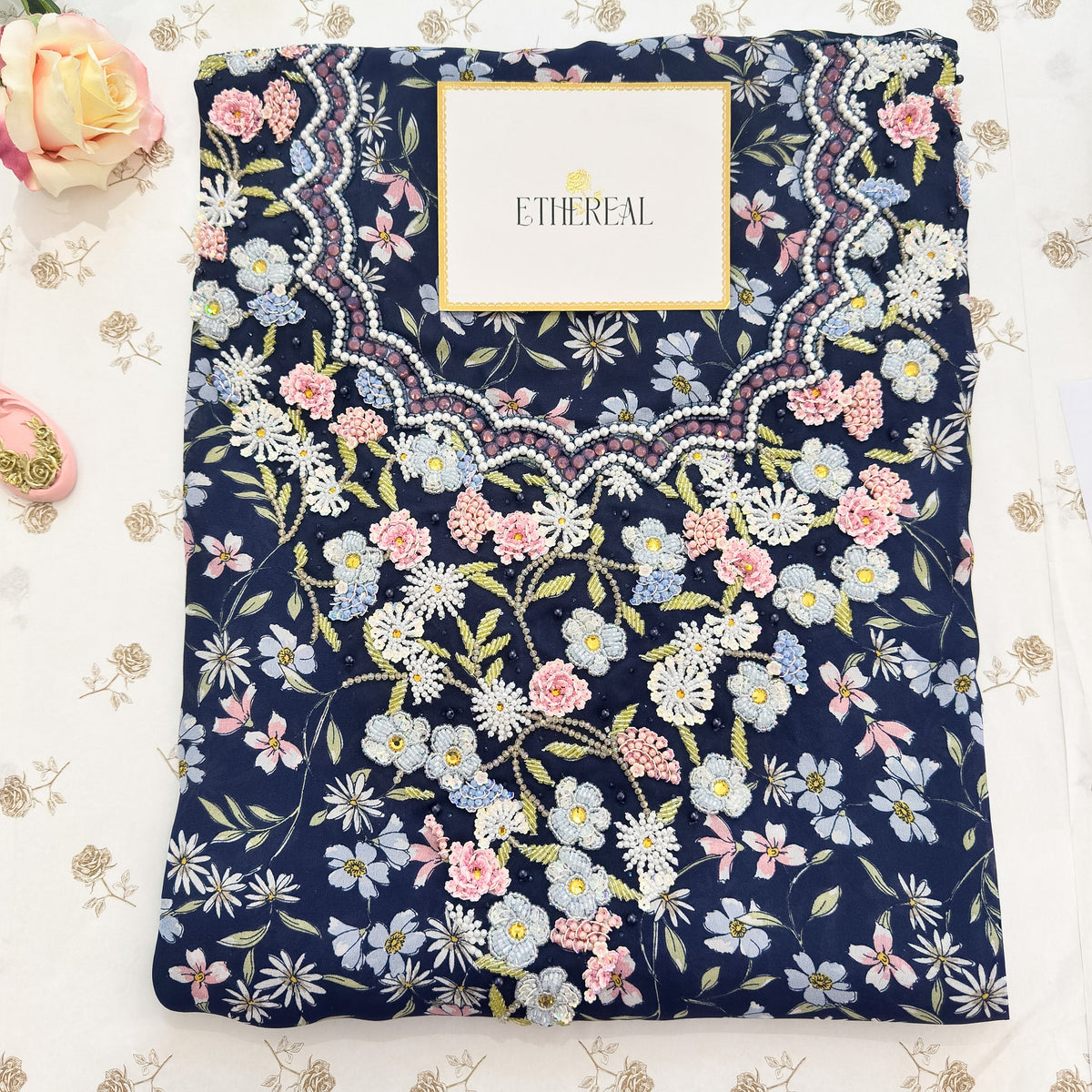 Night Garden - Hand Embroidered