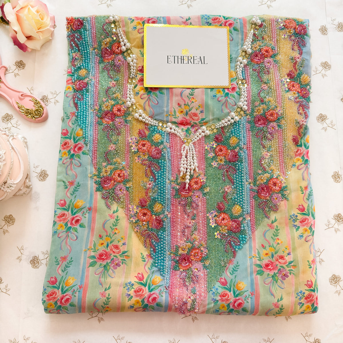 Bows & Blooms - Hand Embroidered