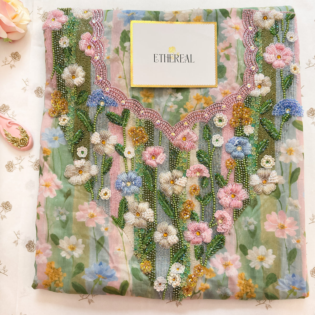 In the Painter's Garden - Hand Embroidered