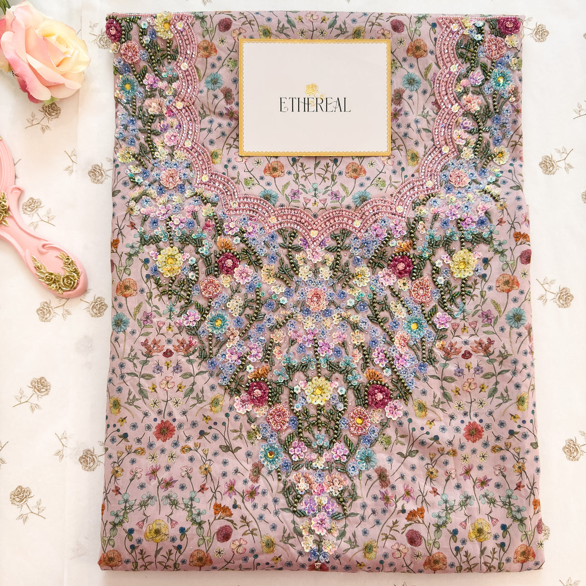 Liberty London Archway (Pink) - Hand Embroidered
