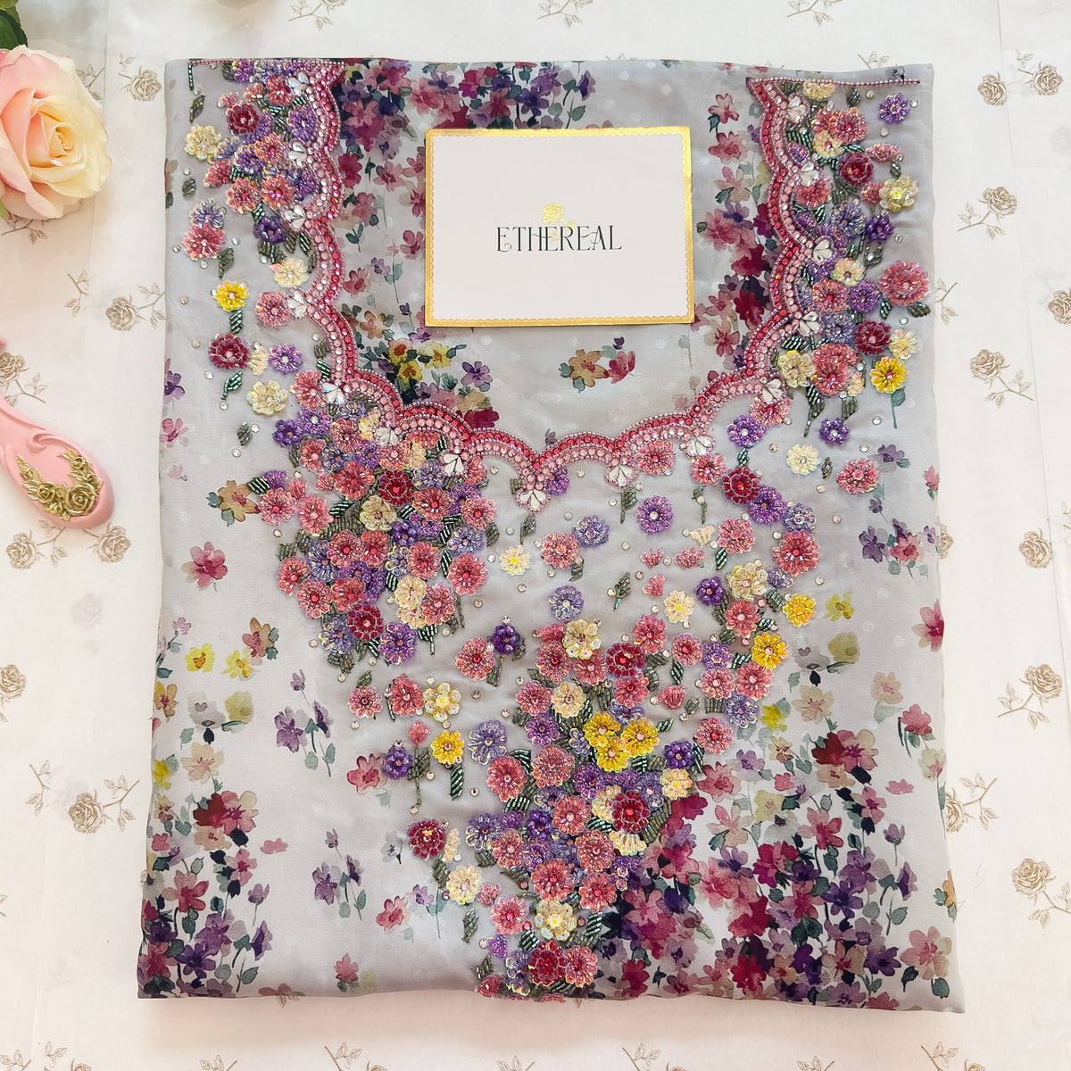 Shower of Flowers - Hand Embroidered